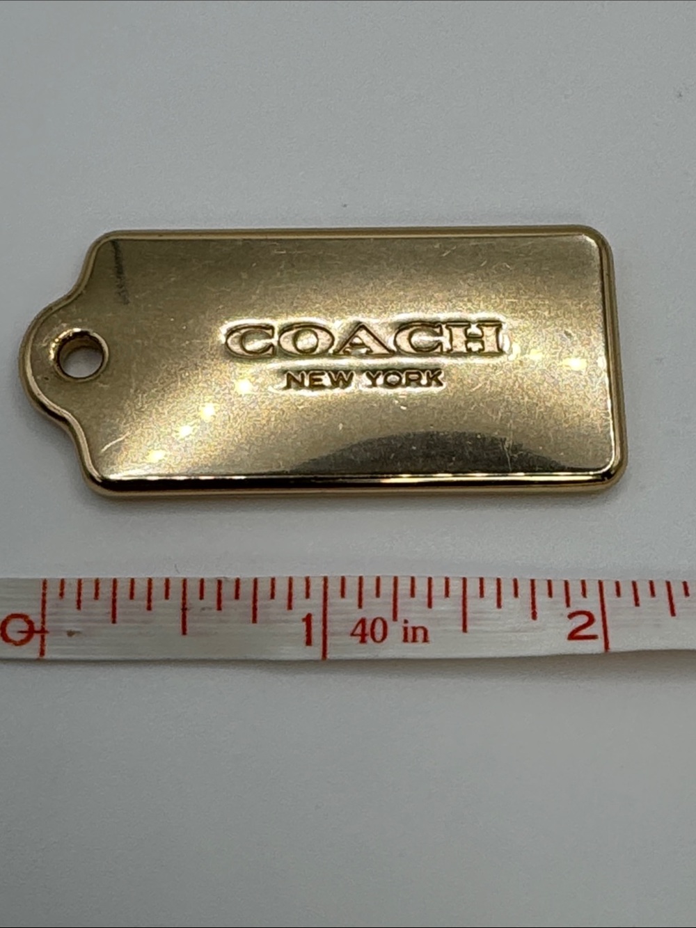 Authentic Coach New York Gold Tone Metal Handbag Hang Tag Charm Fob